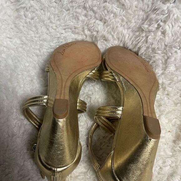 Sam Edelman Metallic Gold Women's strap wedge Sandals SZ8.5M - Picture 7 of 9